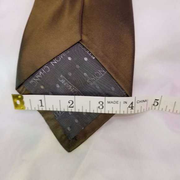 Simon Chang Brown Bronze Men's Neck Tie - Picture 5 of 10